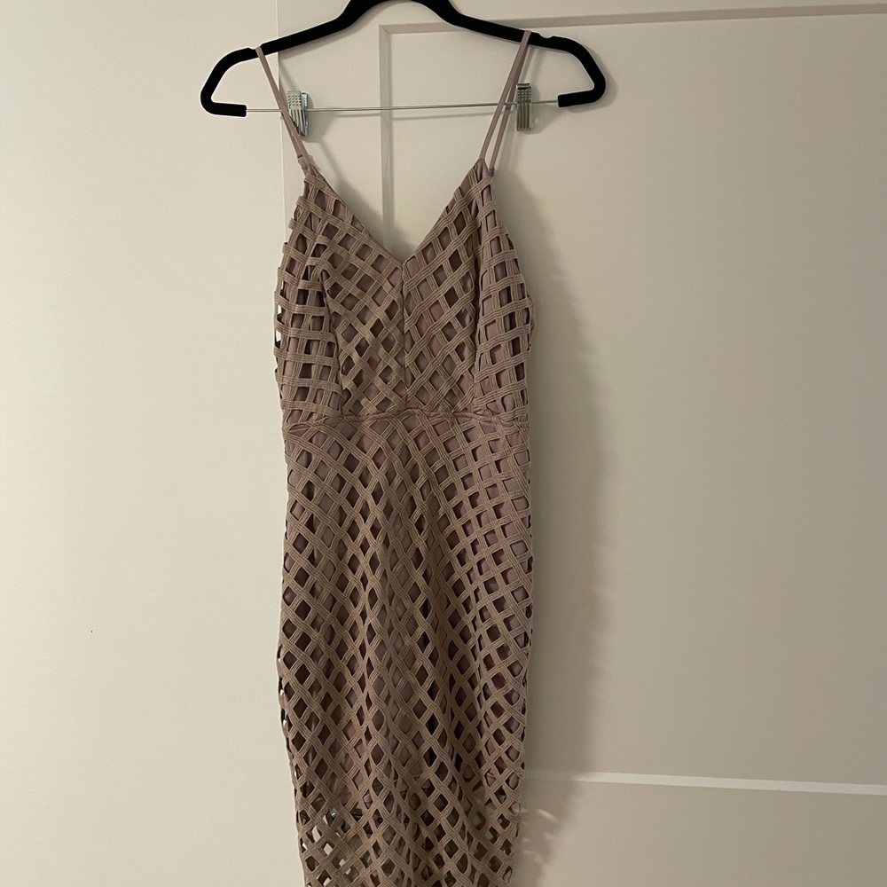 Missguided Mauve Lattice Midi Dress